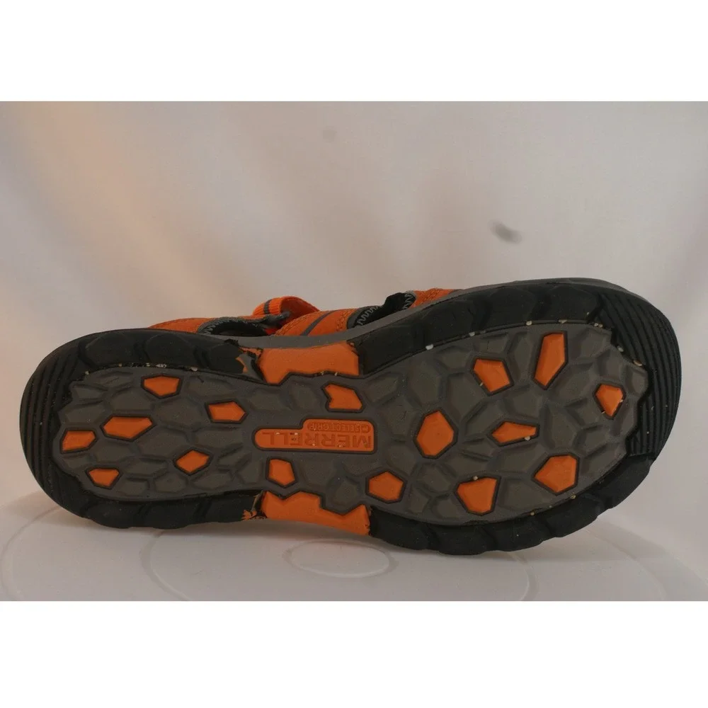 Merrell Hydro Kids Orange Gray Leather Mesh Water Sandals MY56930 US 4M EU 35